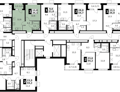 1-к. квартира, 34 м²