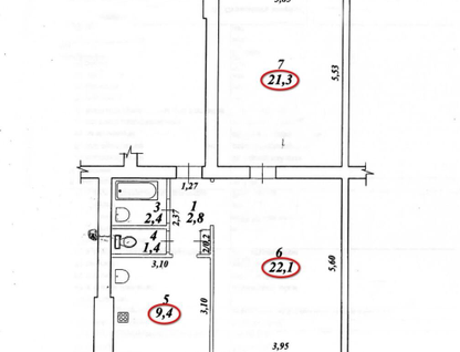 2-к. квартира, 59,6 м²