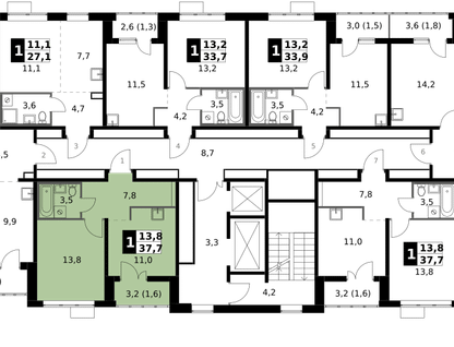 1-к. квартира, 37&nbsp;м²