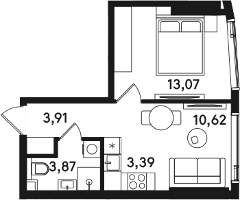 1-к. квартира, 35,2&nbsp;м²