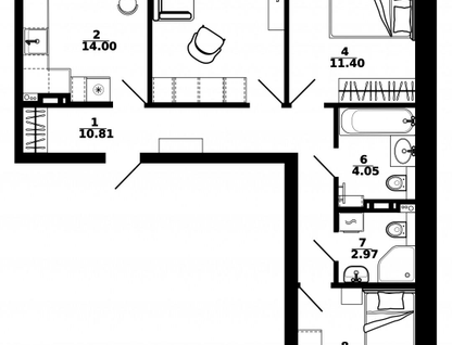 3-к. квартира, 74,1 м²