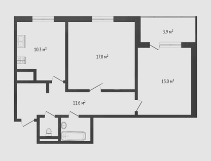 2-к. квартира, 56,8&nbsp;м²