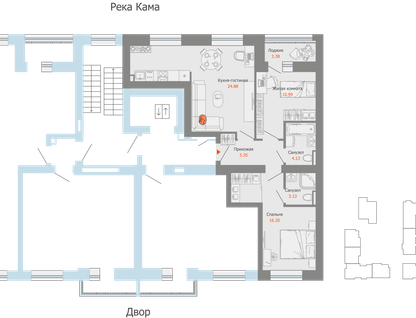 3-к. квартира, 66 м²