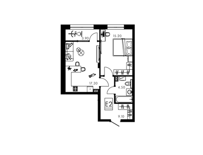 2-к. квартира, 49,8&nbsp;м²