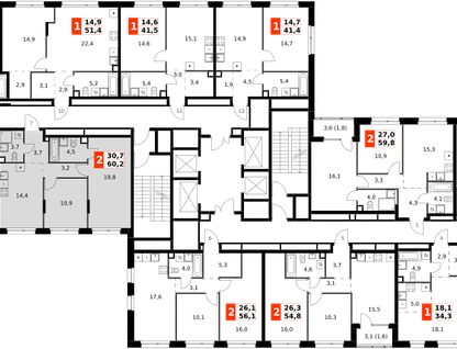 2-к. квартира, 60&nbsp;м²