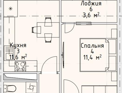2-к. квартира, 40,5&nbsp;м²