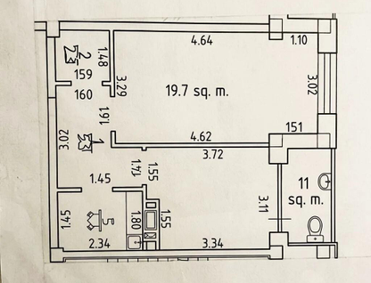 1-к. квартира, 43,3&nbsp;м²
