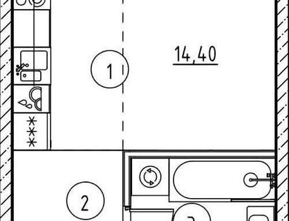 Студия, 22,8&nbsp;м²