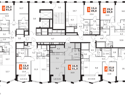 1-к. квартира, 51 м²