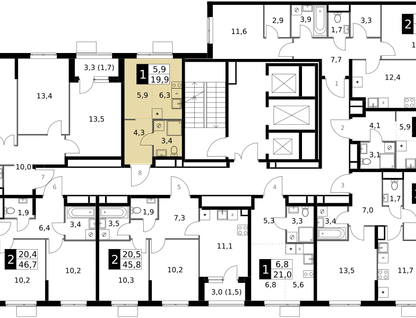 Студия, 19&nbsp;м²