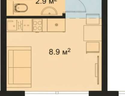 Студия, 15,8&nbsp;м²