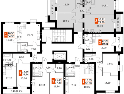 3-к. квартира, 79&nbsp;м²