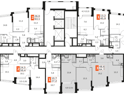 3-к. квартира, 84&nbsp;м²