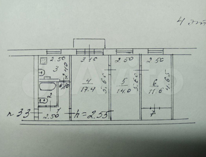 3-к. квартира, 58&nbsp;м²