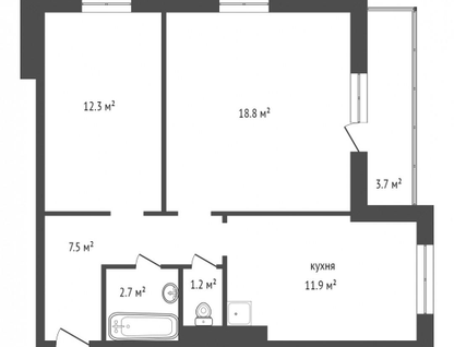 2-к. квартира, 62,7&nbsp;м²