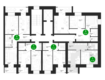 1-к. квартира, 47 м²