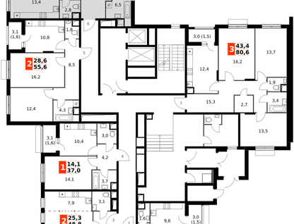 2-к. квартира, 66&nbsp;м²