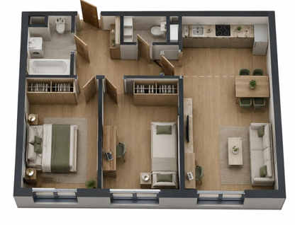3-к. квартира, 56,4 м²