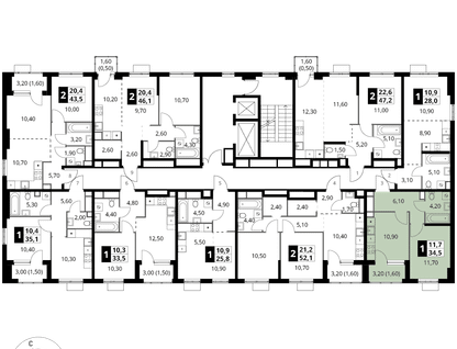 1-к. квартира, 34&nbsp;м²