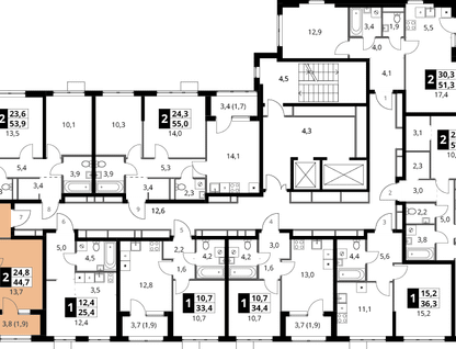 2-к. квартира, 44&nbsp;м²