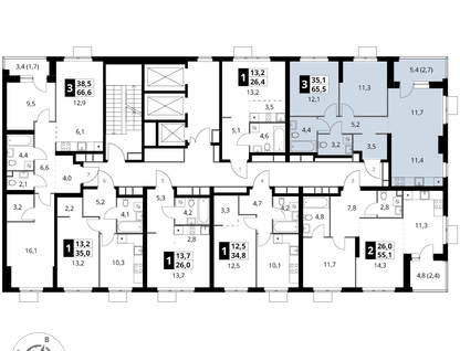 3-к. квартира, 65 м²