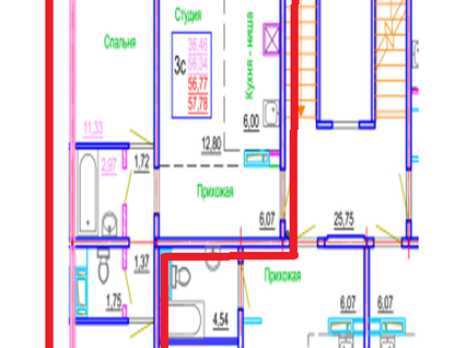 3-к. квартира, 56,8&nbsp;м²