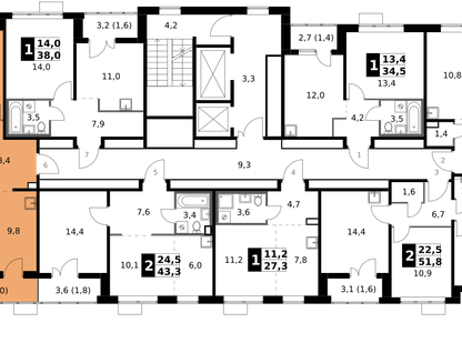 2-к. квартира, 50&nbsp;м²