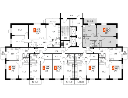 2-к. квартира, 61&nbsp;м²