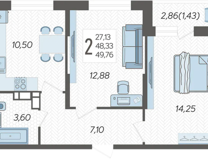 2-к. квартира, 49,8&nbsp;м²