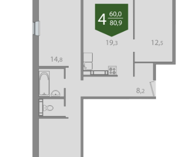 4-к. квартира, 80,9&nbsp;м²