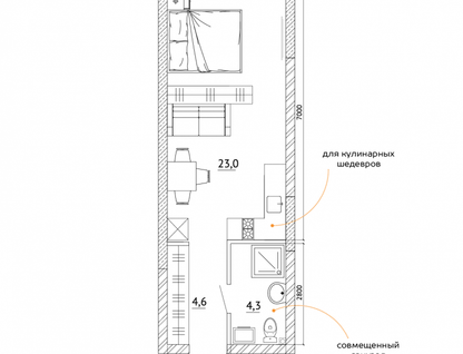 1-к. квартира, 32,5&nbsp;м²