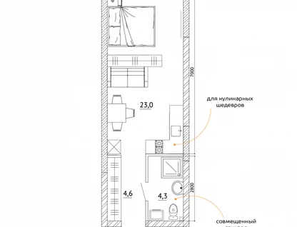 1-к. квартира, 32,5&nbsp;м²