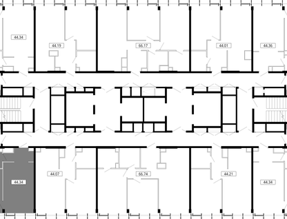 1-к. квартира, 44 м²