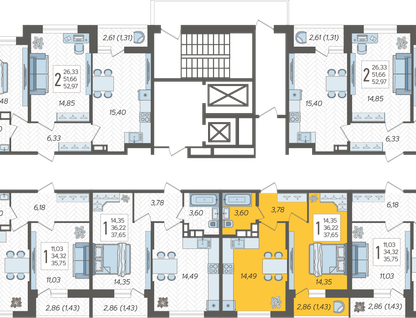 1-к. квартира, 37&nbsp;м²