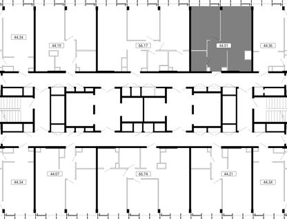 1-к. квартира, 44 м²