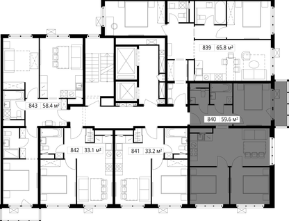 3-к. квартира, 59 м²