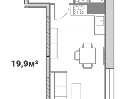 Студия, 19,9&nbsp;м²
