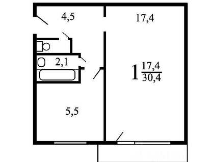 1-к. квартира, 32&nbsp;м²