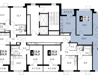 3-к. квартира, 77 м²