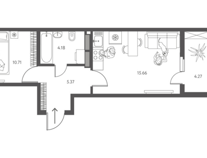 2-к. квартира, 38,1&nbsp;м²