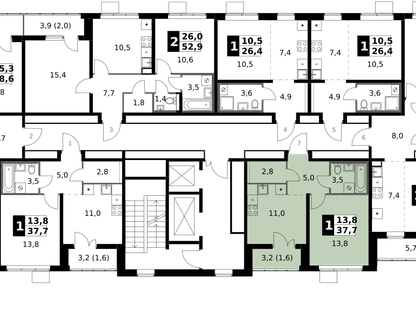 1-к. квартира, 38 м²