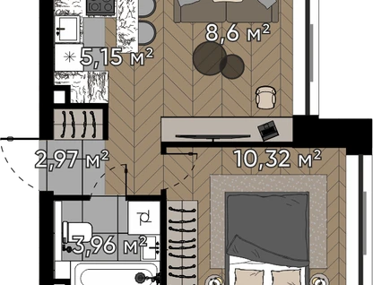 2-к. квартира, 31&nbsp;м²