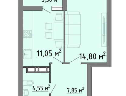 1-к. квартира, 41,5&nbsp;м²