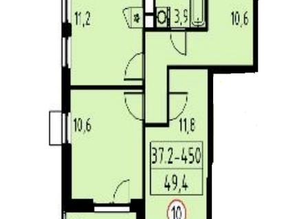 2-к. квартира, 49,4 м²