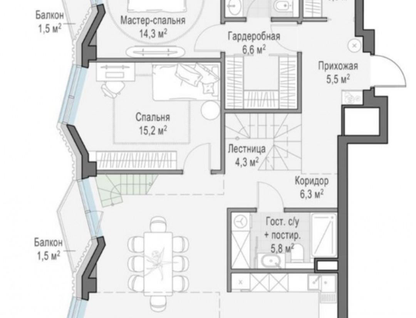 5-к. квартира, 154&nbsp;м²