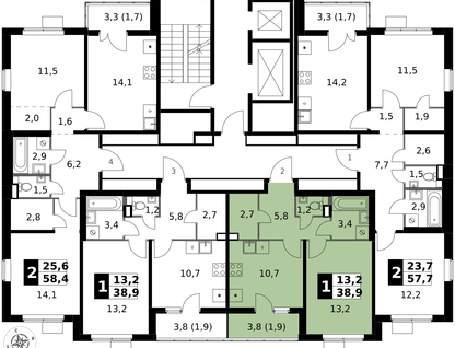 1-к. квартира, 38&nbsp;м²