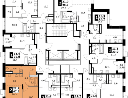 2-к. квартира, 47 м²