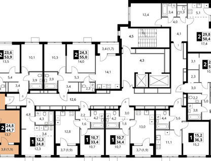 2-к. квартира, 44&nbsp;м²