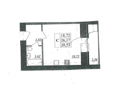 Студия, 28,5&nbsp;м²