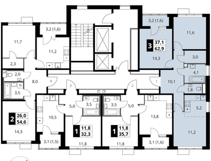 3-к. квартира, 62&nbsp;м²